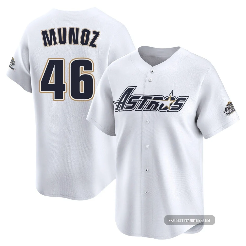 Youth Roddery Munoz Houston Astros ＃46 White Limited - Throwback Cooperstown Collection Jersey
