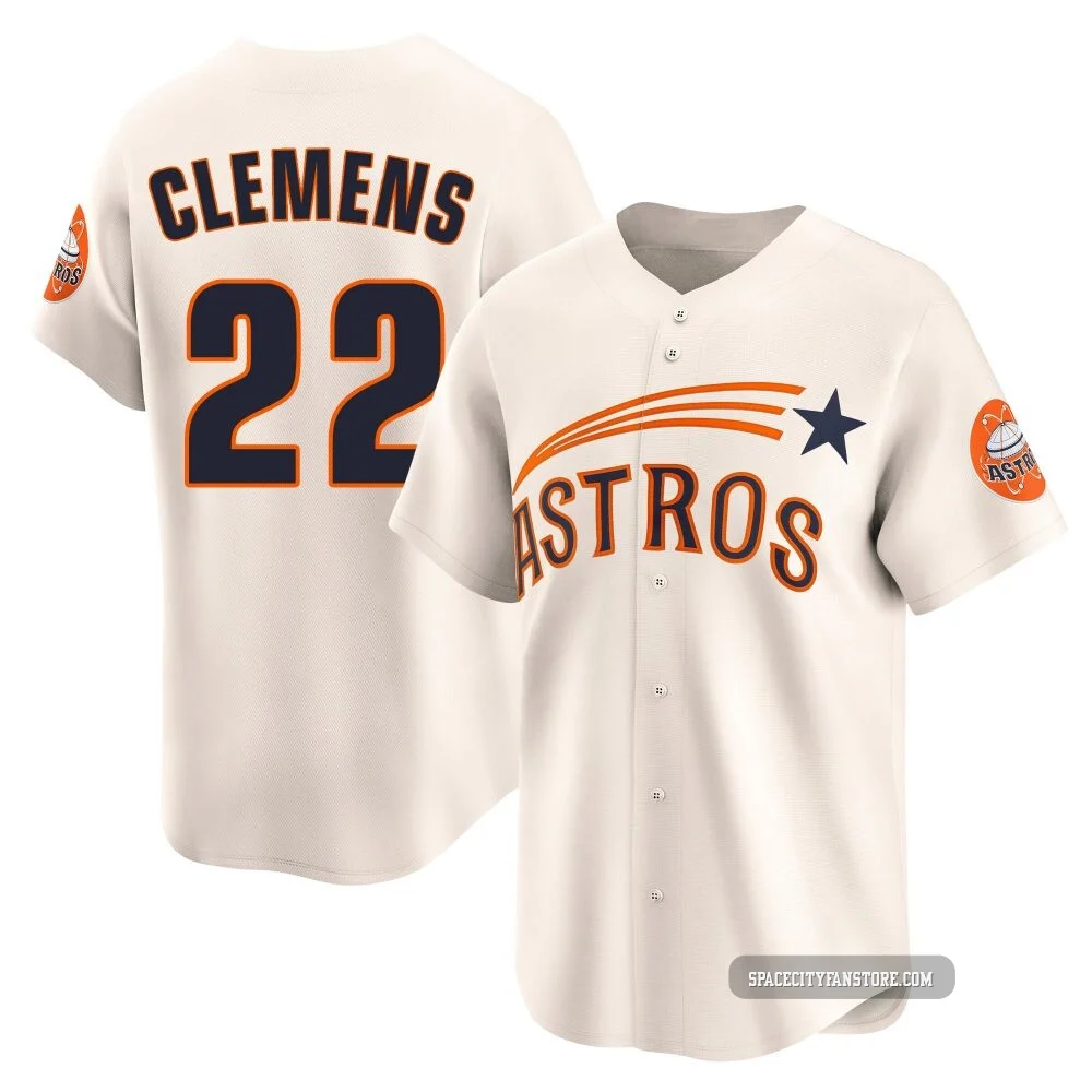 Youth Roger Clemens Houston Astros ＃22 Cream Limited - Throwback Cooperstown Collection Jersey