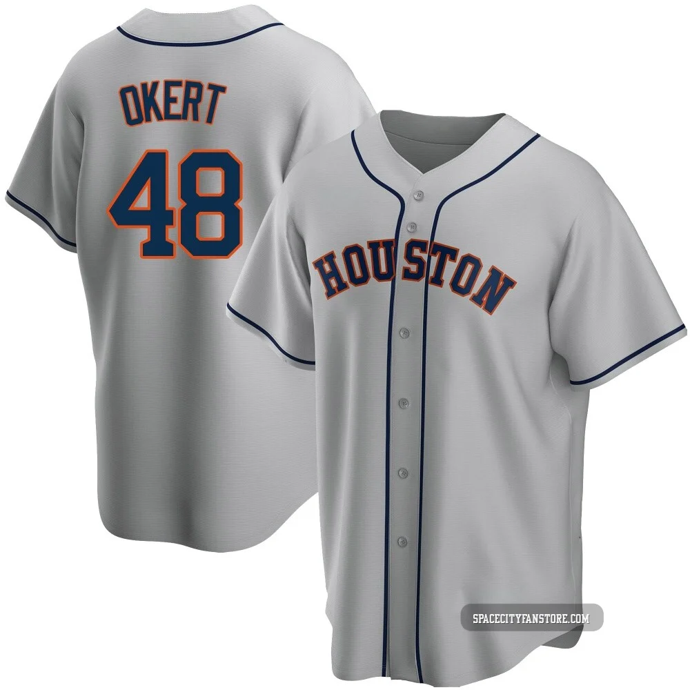Youth Steven Okert Houston Astros ＃48 Gray Replica - Road Jersey