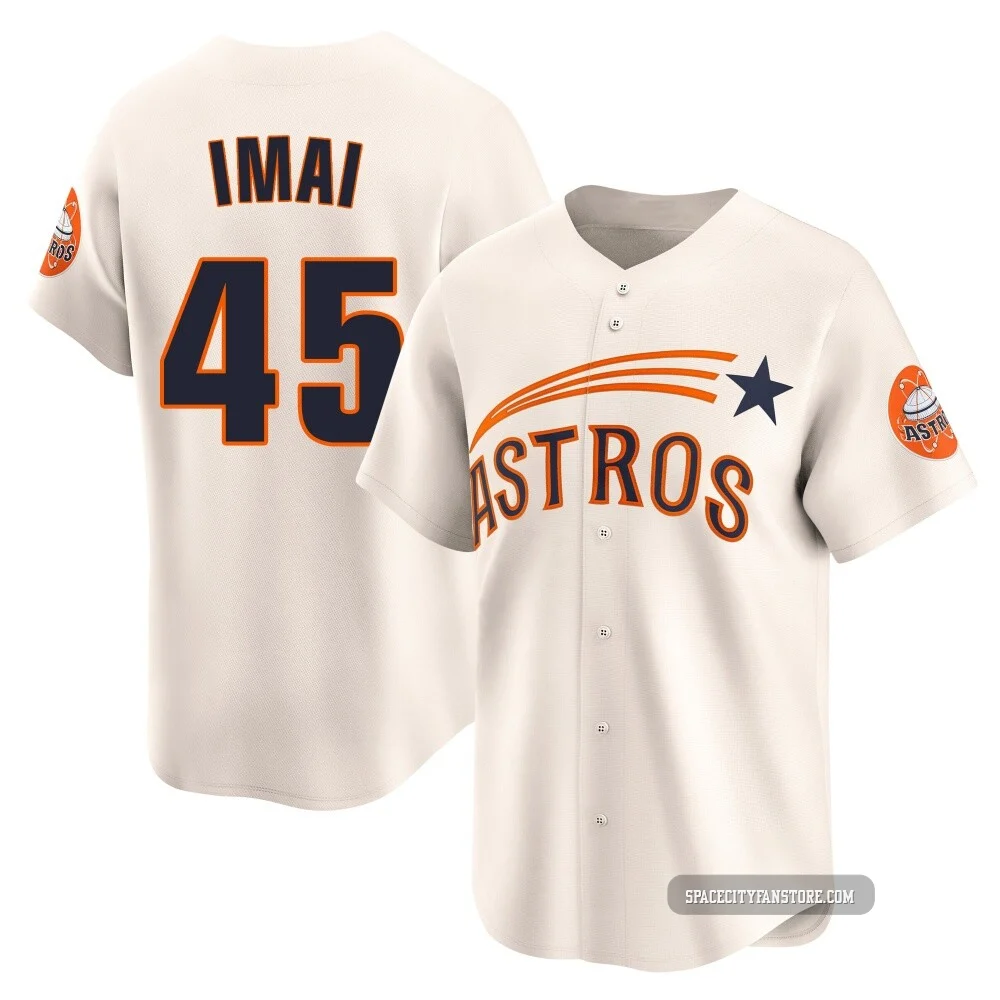 Youth Tatsuya Imai Houston Astros ＃45 Cream Limited - Throwback Cooperstown Collection Jersey
