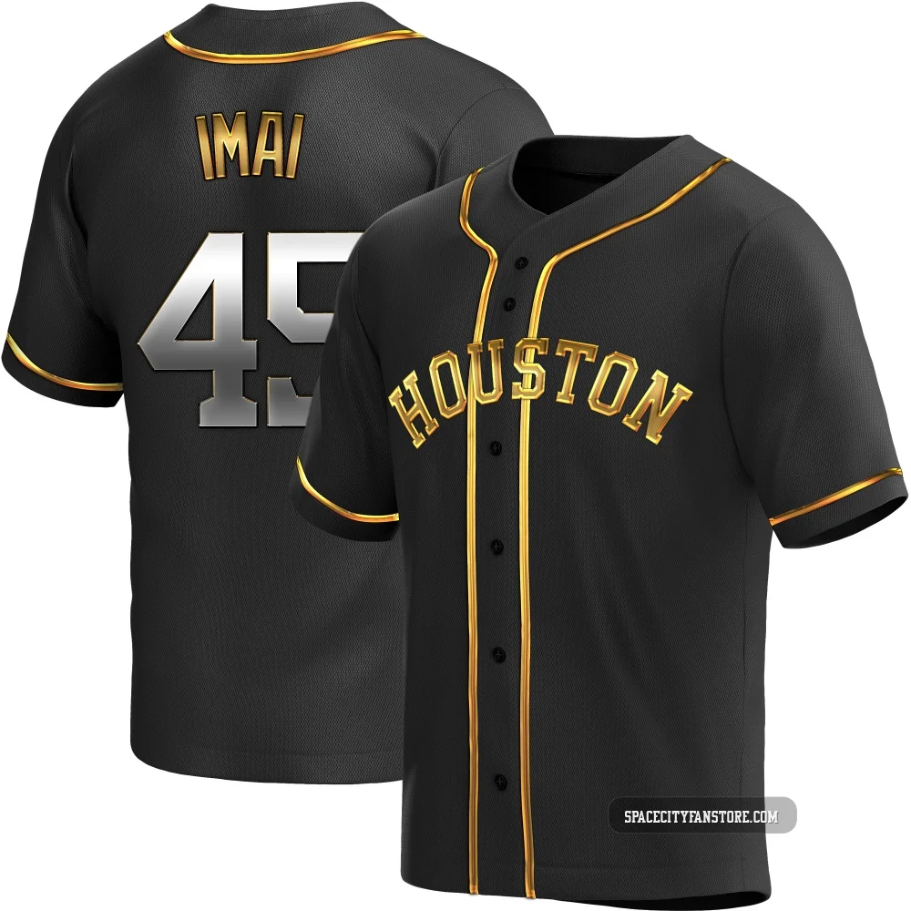 Youth Tatsuya Imai Houston Astros ＃45 Gold Replica - Black en Alternate Jersey